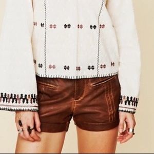 FREE PEOPLE RARE Brown Faux Leather Shorts 0
